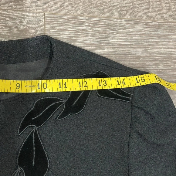 Vintage 70’s, 80’s Wool Skirt and Jacket Set Suit Black Velvet Appliqués - Picture 11 of 16